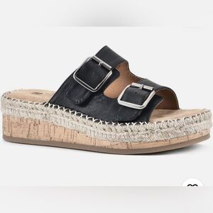 - Brand New-White Mountain Cork Mini Wedge Jute Cushioned Sole Sandal